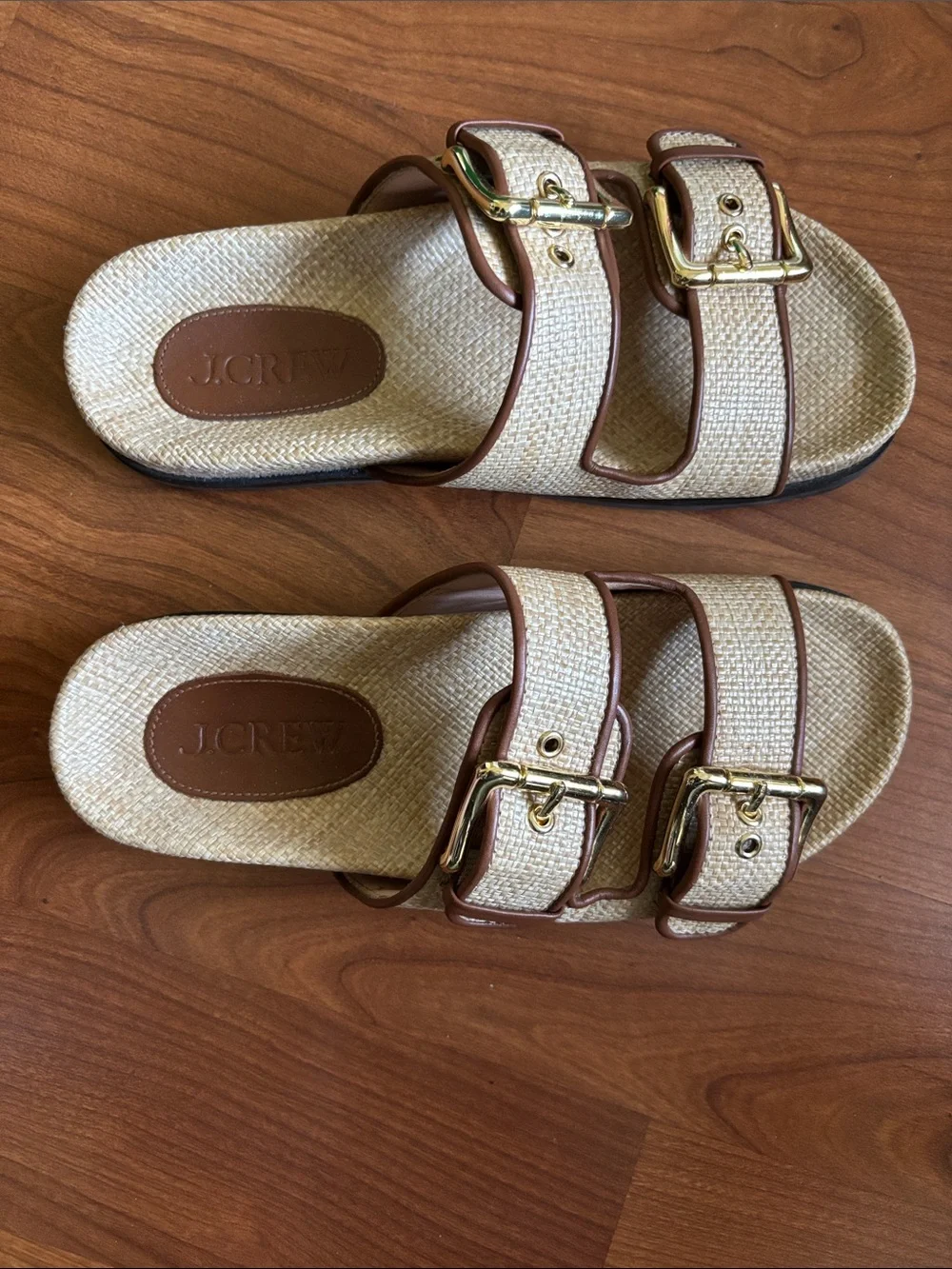 J.Crew Raffia Two Strap Slide Sandal